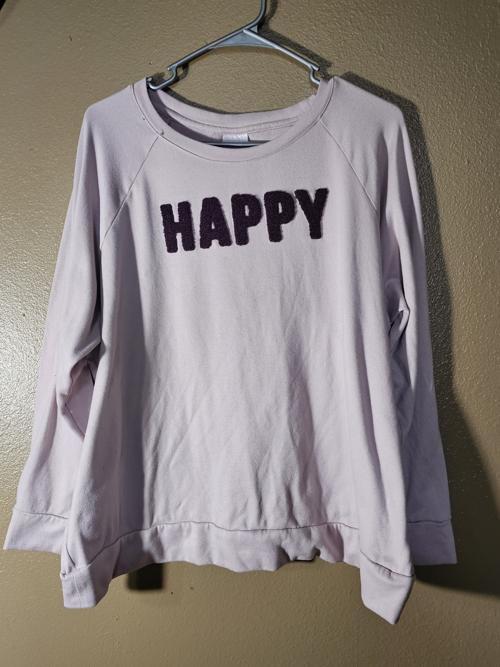 Secret Treasures Purple "HAPPY" Fuzzy Letter Pullover Pajama Top Size XL